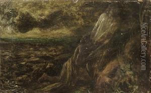 A Figure In Distress By The Shore Oil Painting - James Smetham