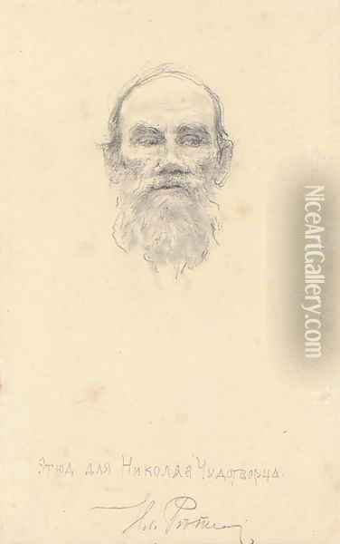 Portrait of Lev Nikolaevich Tolstoi Oil Painting - Ilya Efimovich Efimovich Repin
