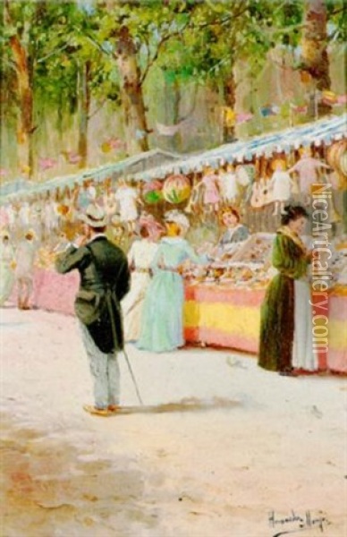 Mercado Anual Oil Painting - Francisco Hernandez Monjo