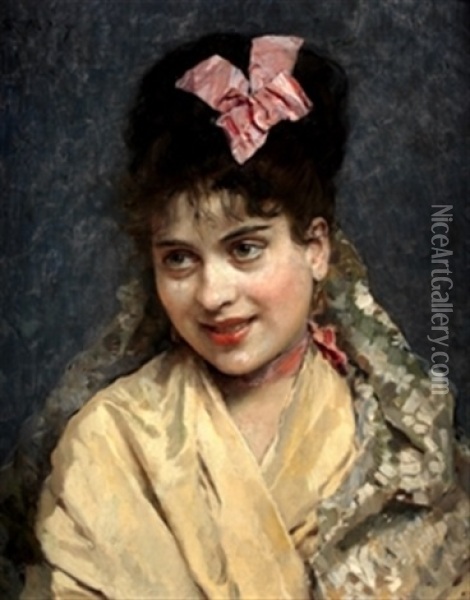 Retrato De La Modelo Aline Masson Oil Painting - Raimundo de Madrazo y Garreta