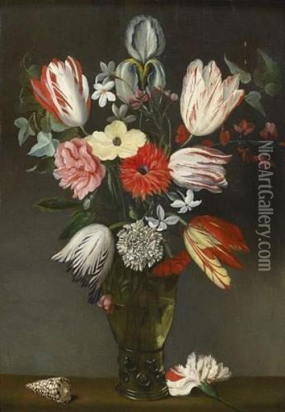 Bouquet De Fleurs Au Coquillage Oil Painting - Phillipe de Marlier