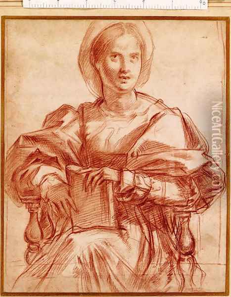 Portrait of Lucrezia del Fede, after Andrea del Sarto Oil Painting - Giovan Battista Naldini