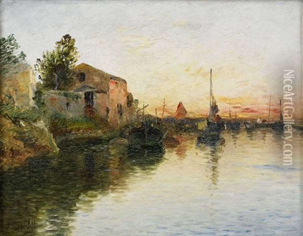 Venetianskt Kustmotiv Oil Painting - Wilhelm von Gegerfelt