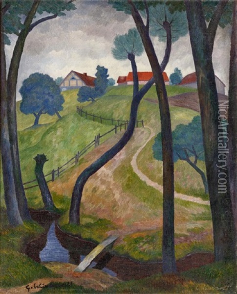 Ostpreussenlandschaft (brucke) Oil Painting - Gustav Wunderwald