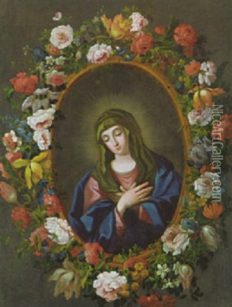 Madonna Mit Blutenkranz Oil Painting - Niccolo Stanchi