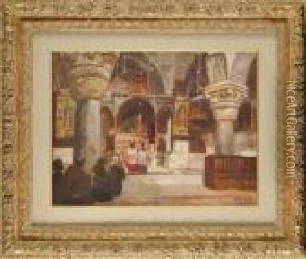Interieur D'eglise Orthodoxe Oil Painting - Georg Macco