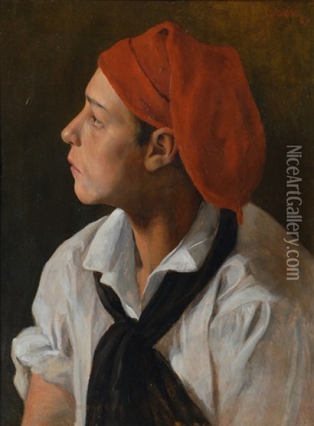 Portrait Of A Boy From Napoli Oil Painting - Rudolf Otto Von Ottenfeld