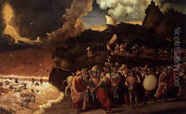 Submersion of Pharaoh's Army in the Red Sea 1515-20 Oil Painting - Andrea Previtali