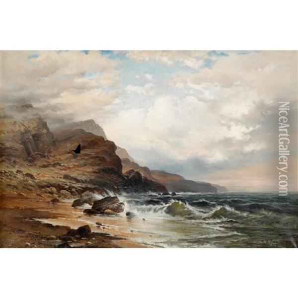Rocky Coast Oil Painting - Frank Bramley