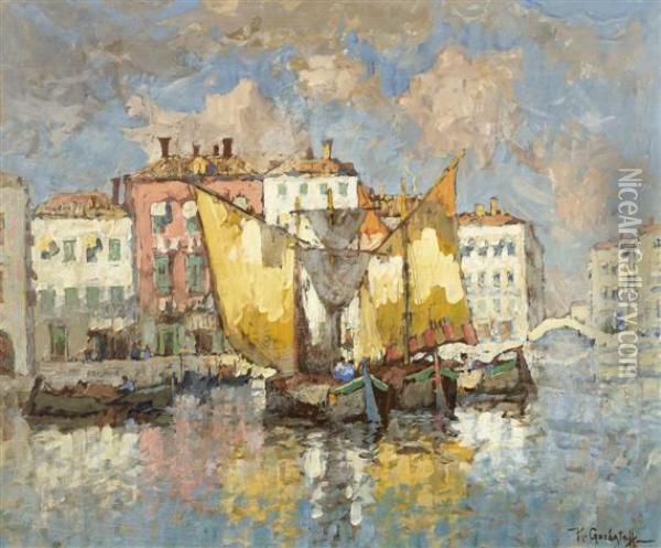 Venezianische Fischerboote Oil Painting - Garbatov Constantin Ivanovic