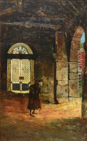 By The Church Door Oil Painting - Frank Myers Boggs