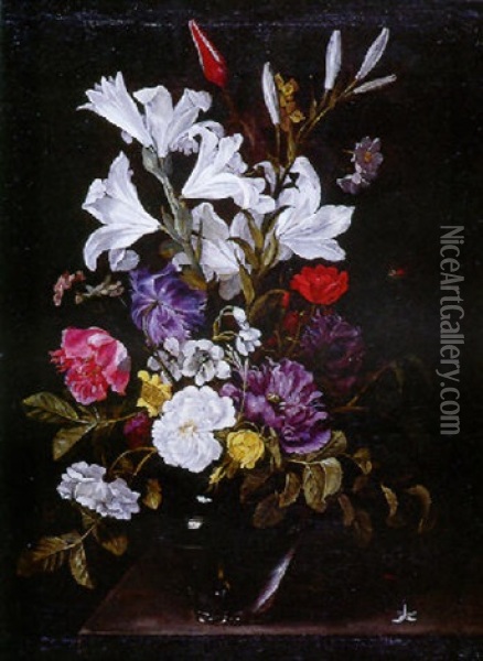 Fleurs Oil Painting - Jean-Michel Picart