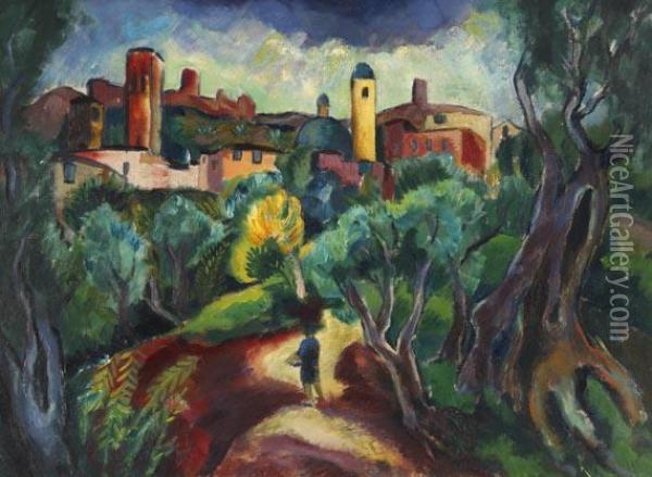 Landschaft Bei Santa Chiara Oil Painting - Josef Eberz
