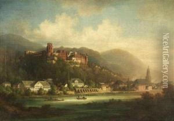 View Ofheidelberg Castle. Oil Painting - Theodor Verhas