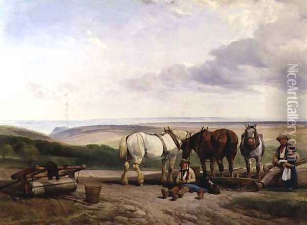 The South Side of the Vale of Ecclesborne, near Hastings, East Sussex Oil Painting - Henry Brittan Willis, R.W.S.