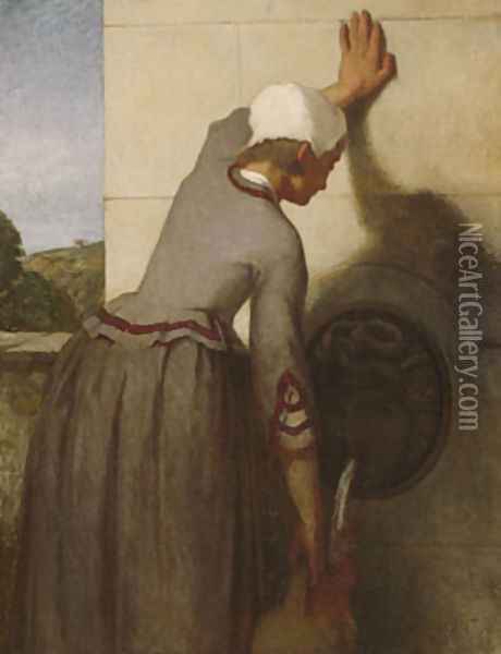 Girl at the Fountain Oil Painting - William Morris Hunt