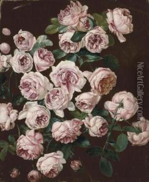 A Rosebush Oil Painting - Pancrace Bessa
