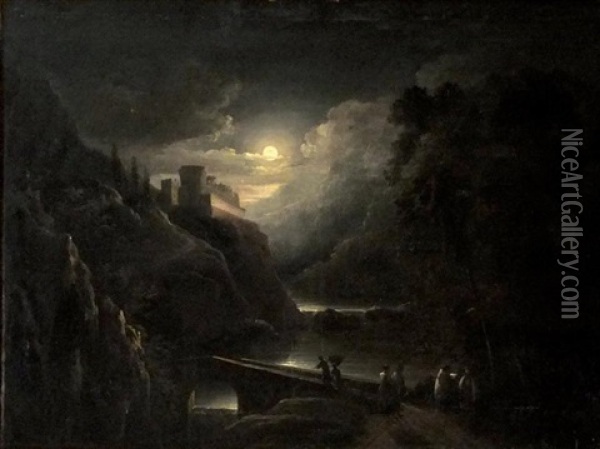Paysage Au Clair De Lune Oil Painting - Christian Wilhelm Ernst Dietrich