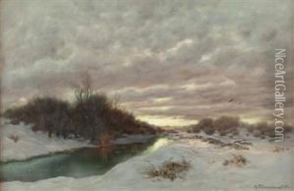 Winterlandschaft Am Abend Oil Painting - Desire Tomassin