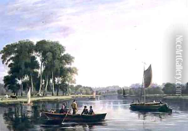 View on the Thames at Richmond Oil Painting - William Daniell RA