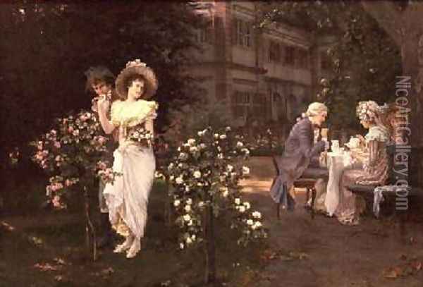 Teatime romance Oil Painting - Hermann Koch
