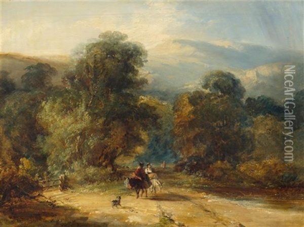 Two Riders In A Landscape Oil Painting - William James Mueller