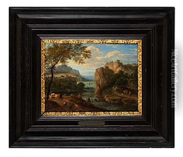 Landskap Med Figurer (collab. W/adriaen Boudewyns) Oil Painting - Pieter Bout