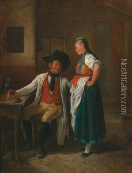 Nella Stanza Del Soggiorno Oil Painting - Friedrich V. Malheim Friedlaender
