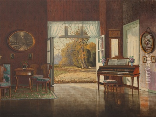 Biedermeier Interior Oil Painting - Ernst Hugo Lorenz-Morovana