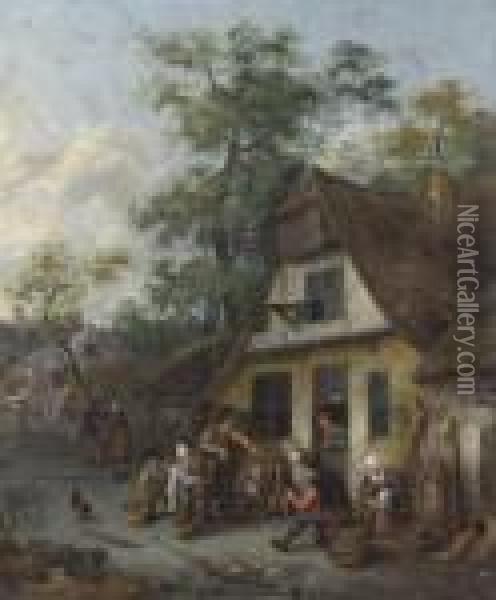 With Signature 'a.ostade' (lower Right) Oil Painting - Cornelis Dusart