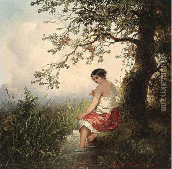 At The Spring Oil Painting - Jan Mari Henri Ten Kate