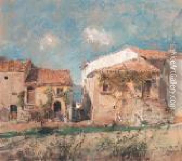 An Italian Village Oil Painting - Giuseppe Casciaro