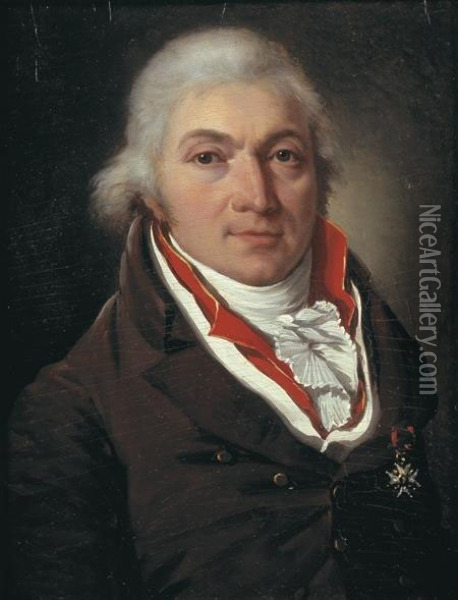Le Portrait De Monsieur Roussillon, Chevalier De Saint Louis Seigneur De Marimbois Et Dampvitoux Oil Painting - Francois Sablet