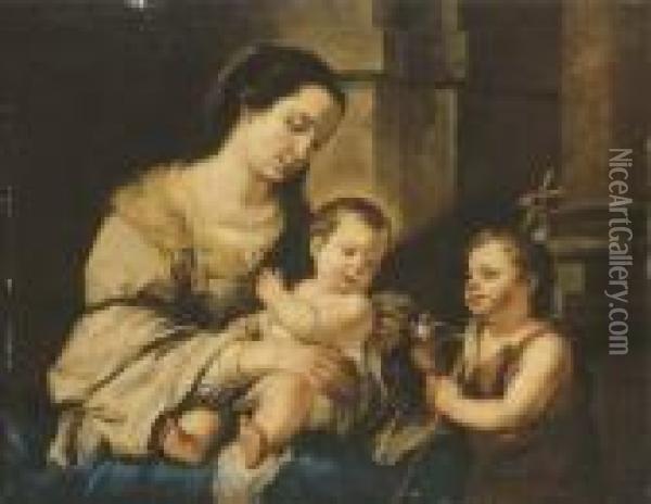 The Virgin And Child With The Infant Saint John The Baptist Oil Painting - Bartolome Esteban Murillo