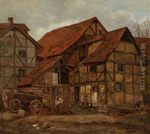 Schwalmer Bauernhof Oil Painting - Adolf Lins