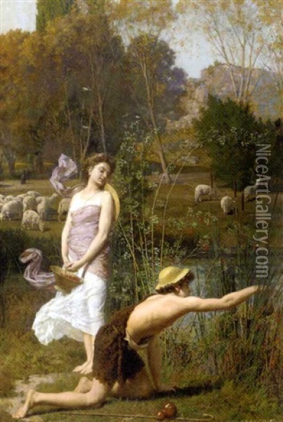 A Shepherd And His Love Oil Painting - Marie Francois Firmin-Girard
