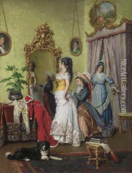 Getting Ready For The Ball Oil Painting - Charles Baugniet