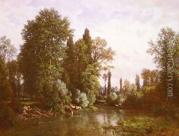 La Seine (The Seine) Oil Painting - Louis Hector Pron