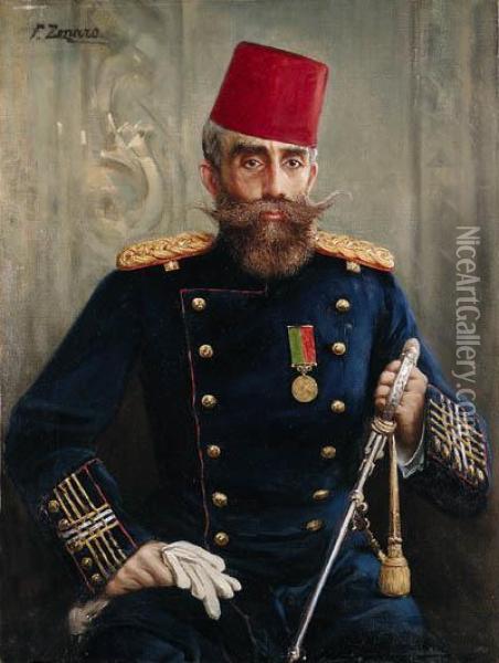 Portrait Of Mahmud Sevket Pasha Oil Painting - Fausto Zonaro