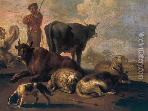 Shepherd Musicians Oil Painting - Christian Reder