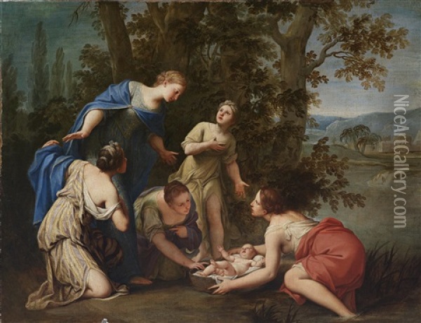 Die Auffindung Moses Oil Painting - Pietro Antonio Rotari