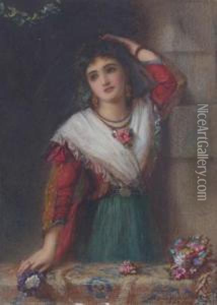 A Lovely Lady Oil Painting - Auguste Jules Bouvier, N.W.S.