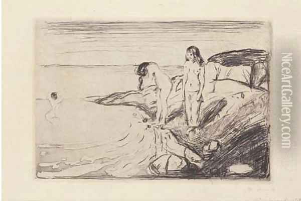 Badende Frauen Oil Painting - Edvard Munch