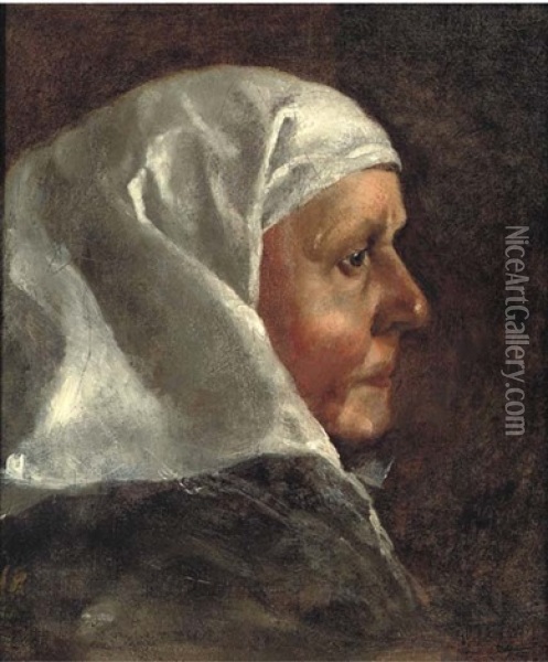 Study Of A Peasant, Bust-length, Wearing A Headscarf Oil Painting - Hendrick Ter Brugghen