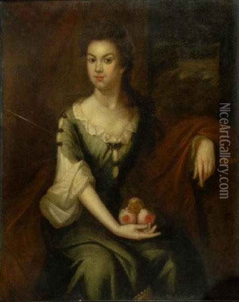 Kneller, A Portrait Of A Lady Seated Holding Flowers Oil Painting - Adelaide Anne Godfrey