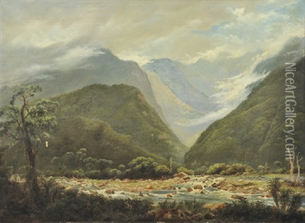 Milford Sound Oil Painting - Isaac Whitehead