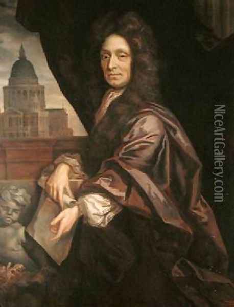 Sir Christopher Wren 1632-1723 Oil Painting - Sir Godfrey Kneller