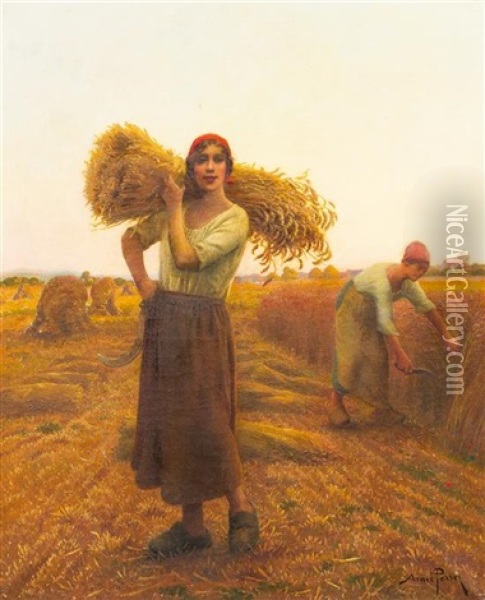 Peasant Girl Oil Painting - Aime Perret
