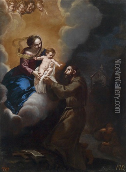 Die Muttergottes Erscheint Dem Heiligen Franziskus Oil Painting - Girolamo Pesci