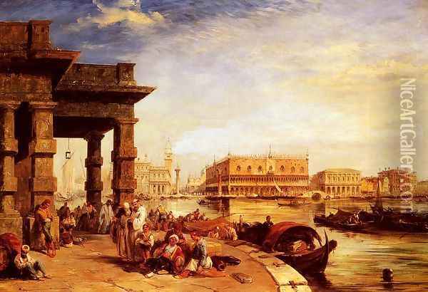 Looking To St Mark's Square From The Dogana Oil Painting - Edward Pritchett